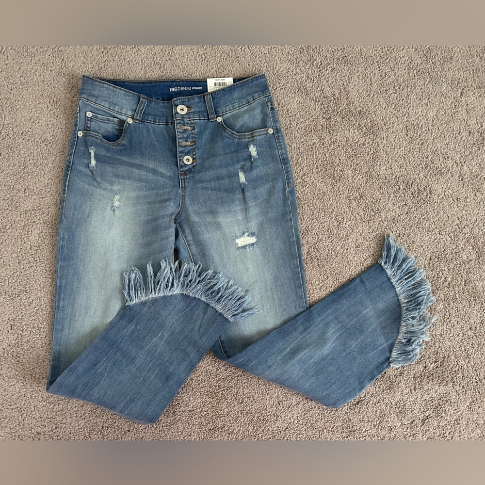 iNC  DENIM INTERNATIONAL CONCEPTS FASHION BASICS STRAIGHT MID RISE - CROP - Picture 7 of 11